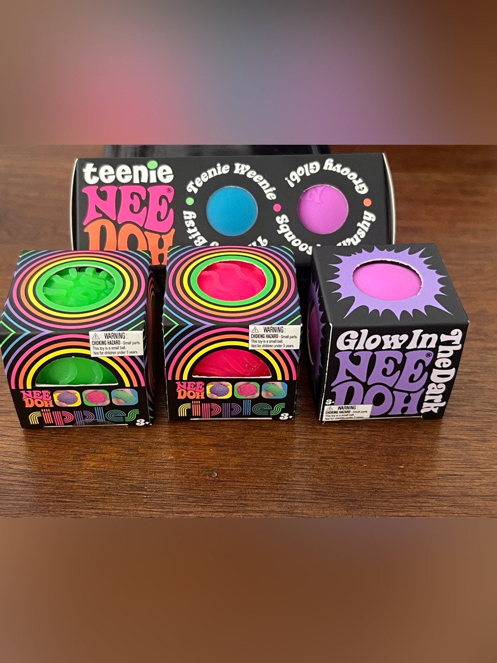 Teenie NeeDoh. A 3 pack , 2 ripples and a glow in the dark